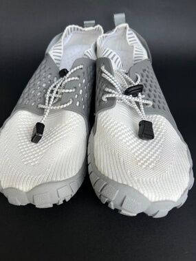 Nortiv 8 Barefoot Aqua Water Shoes Sneakers Quick Dry Grey White Lace Up Size 10